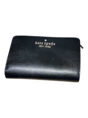 KATE SPADE Staci Wallet Medium Compact Bifold Leather Black 8 Card Slots